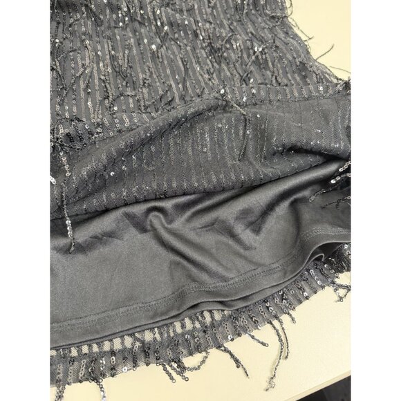 Strapless Sequin Fringe Mini Bodycon Dress Wild Fable Large Flapper Style EUC - Picture 6 of 13